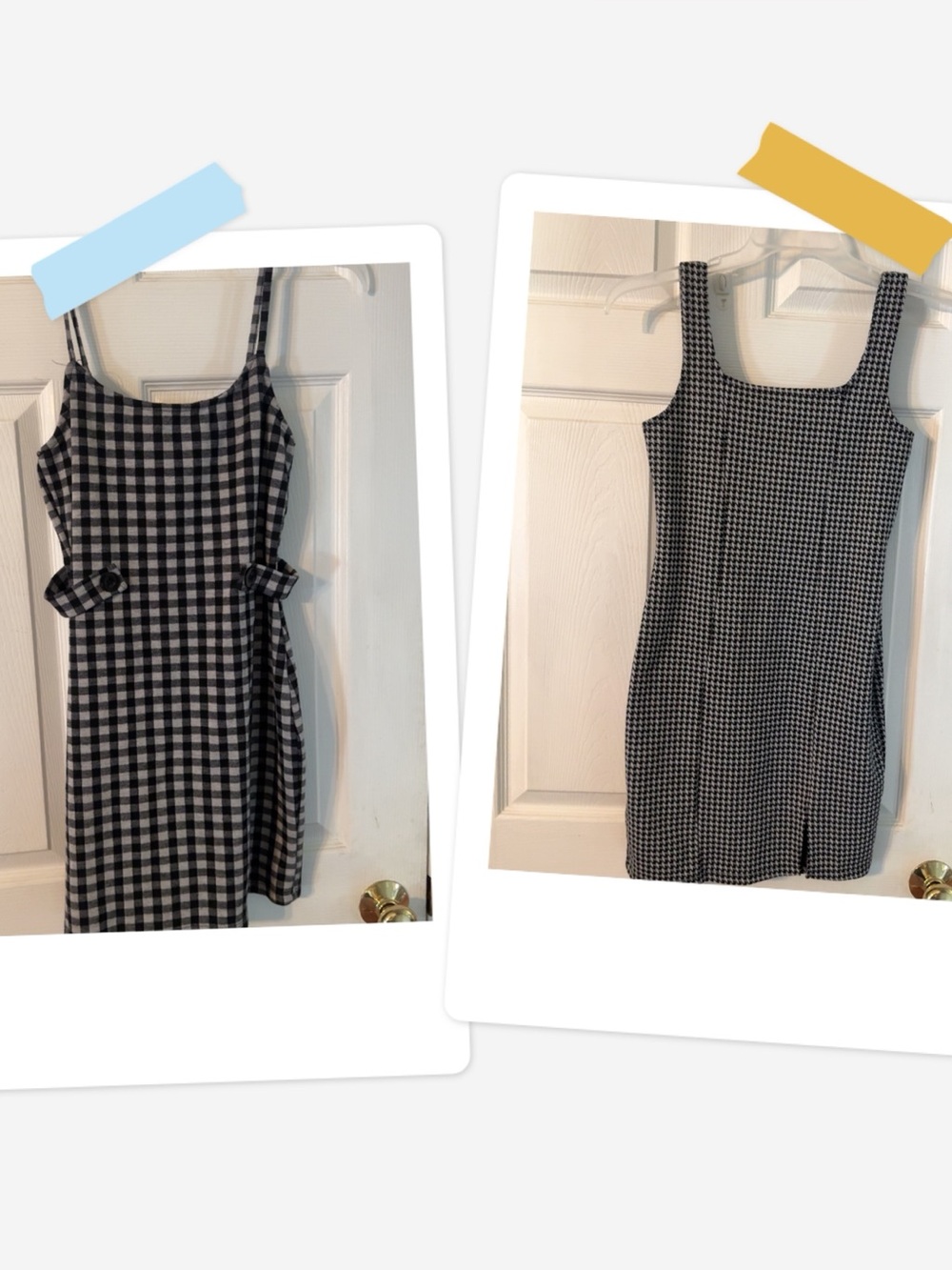 Two Black and White Pinafore Mini Dresses